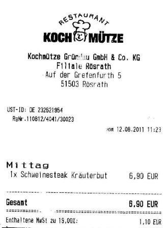 mmse Hffner Kochmtze Restaurant